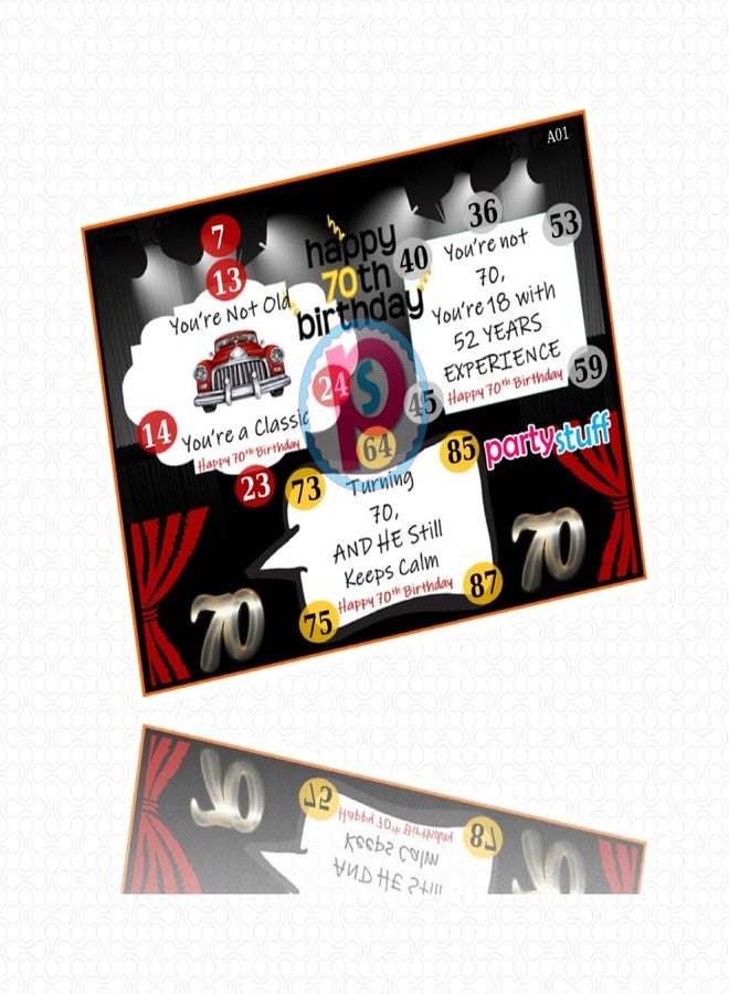 PartyStuff Birthday Theme Tambola Housie Tickets - 70th Birthday kukuba 1 - Designer Kukuba (16 Cards) - Image 2